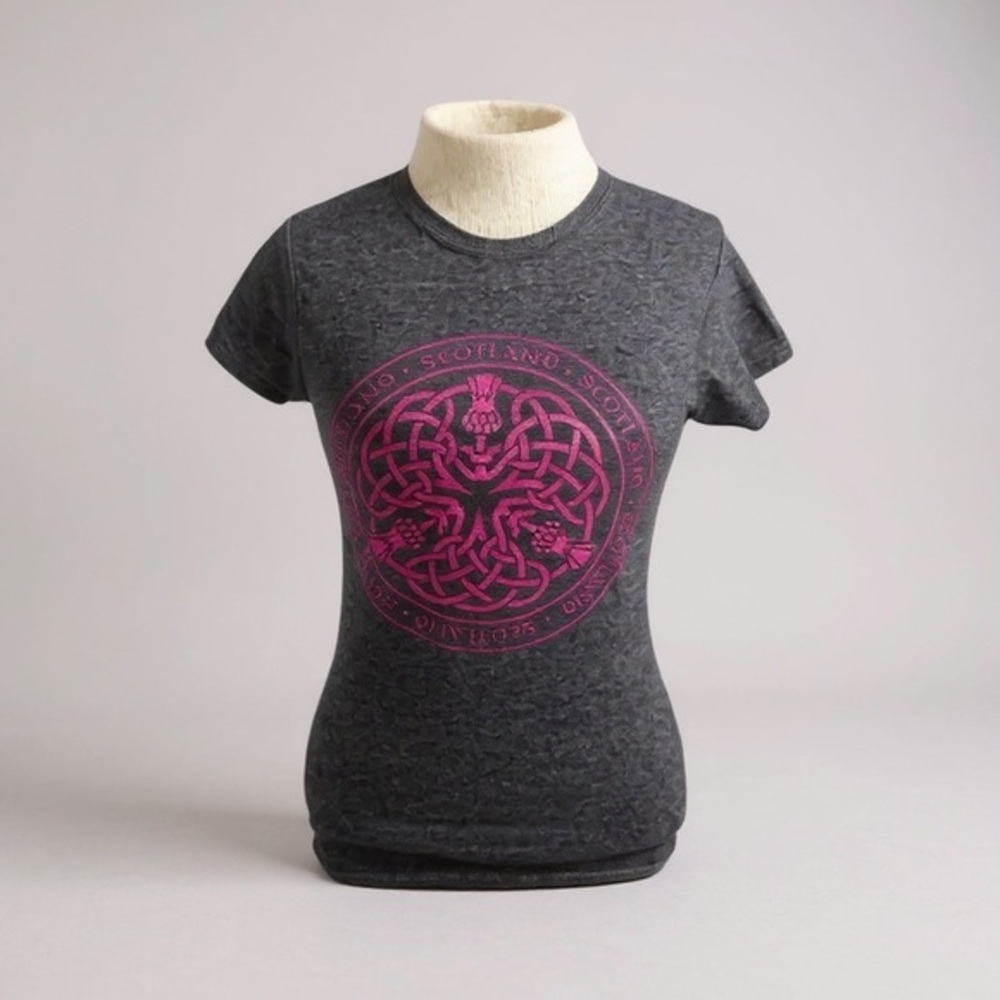 Gildan Charcoal and Magenta Women's Scotland Tee